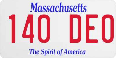 MA license plate 140DE0