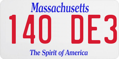 MA license plate 140DE3