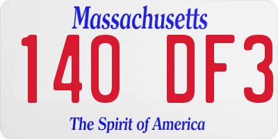 MA license plate 140DF3