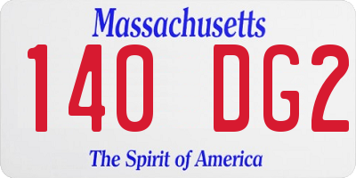 MA license plate 140DG2