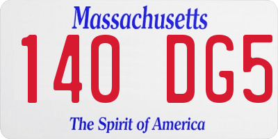 MA license plate 140DG5