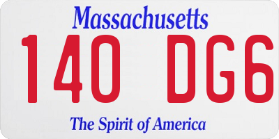 MA license plate 140DG6