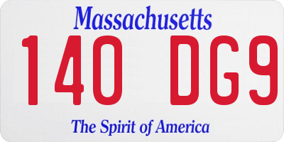 MA license plate 140DG9