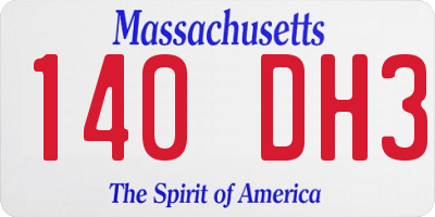 MA license plate 140DH3