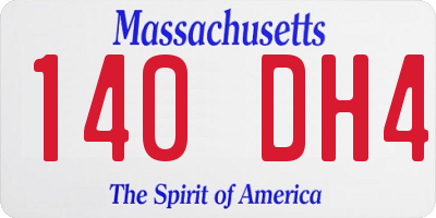 MA license plate 140DH4
