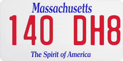 MA license plate 140DH8