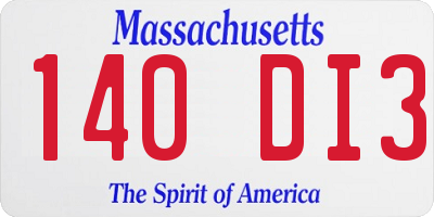 MA license plate 140DI3
