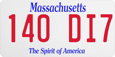 MA license plate 140DI7