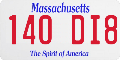 MA license plate 140DI8