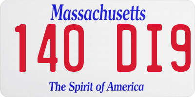 MA license plate 140DI9