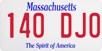 MA license plate 140DJ0