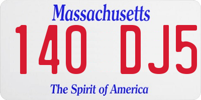 MA license plate 140DJ5