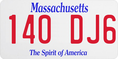 MA license plate 140DJ6