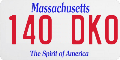 MA license plate 140DK0