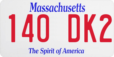 MA license plate 140DK2