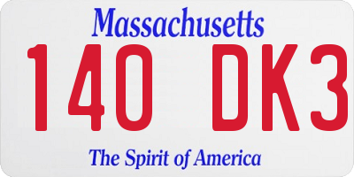MA license plate 140DK3