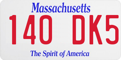 MA license plate 140DK5