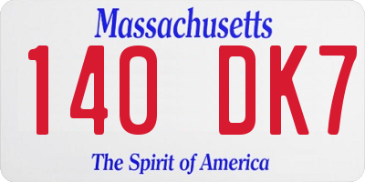 MA license plate 140DK7
