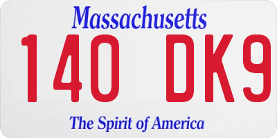 MA license plate 140DK9