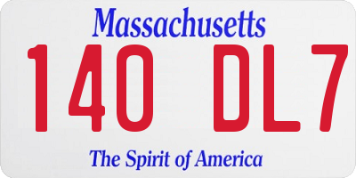 MA license plate 140DL7