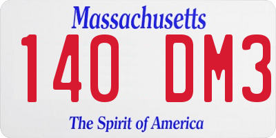 MA license plate 140DM3
