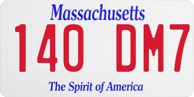 MA license plate 140DM7