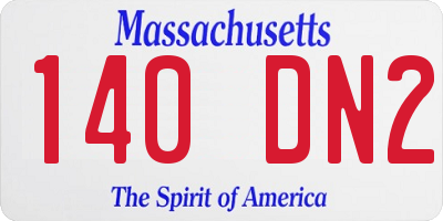 MA license plate 140DN2