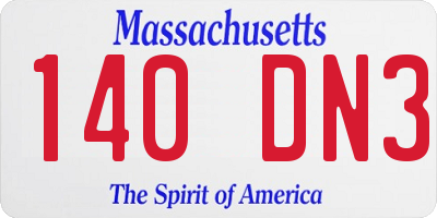 MA license plate 140DN3