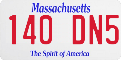 MA license plate 140DN5
