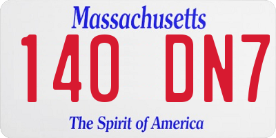 MA license plate 140DN7