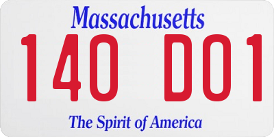 MA license plate 140DO1