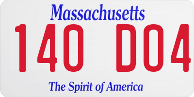 MA license plate 140DO4