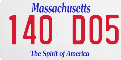 MA license plate 140DO5