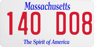 MA license plate 140DO8