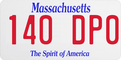 MA license plate 140DP0