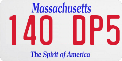 MA license plate 140DP5