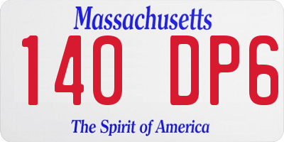 MA license plate 140DP6