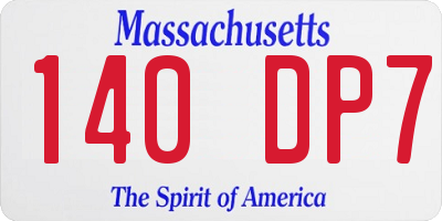MA license plate 140DP7