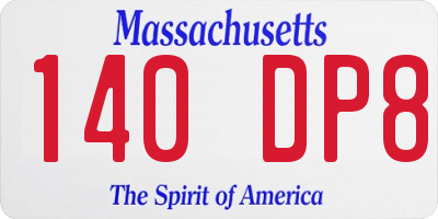 MA license plate 140DP8