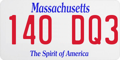 MA license plate 140DQ3