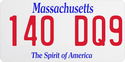 MA license plate 140DQ9