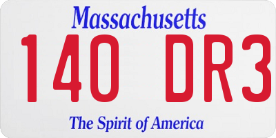 MA license plate 140DR3