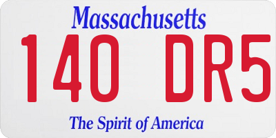 MA license plate 140DR5