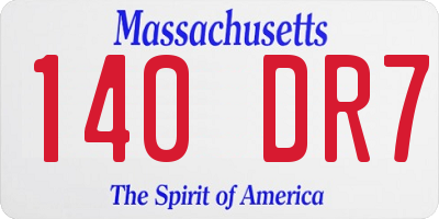 MA license plate 140DR7
