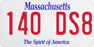 MA license plate 140DS8