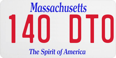 MA license plate 140DT0