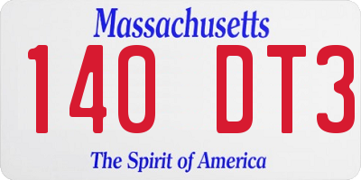 MA license plate 140DT3