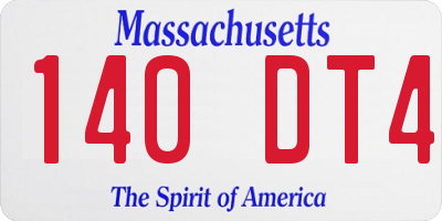 MA license plate 140DT4