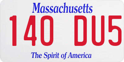 MA license plate 140DU5