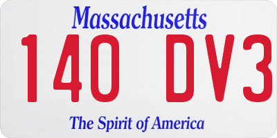 MA license plate 140DV3
